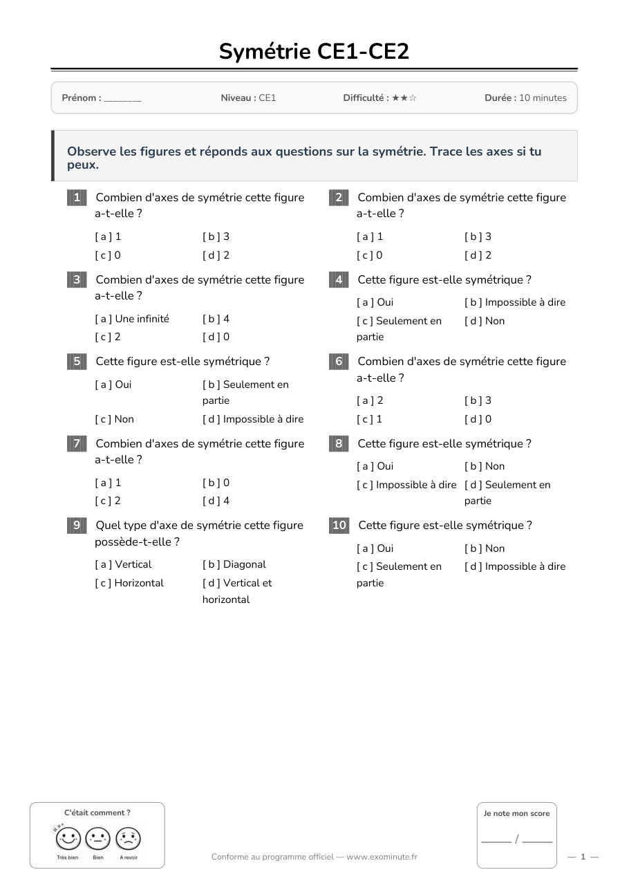 Aperçu de la fiche CE1