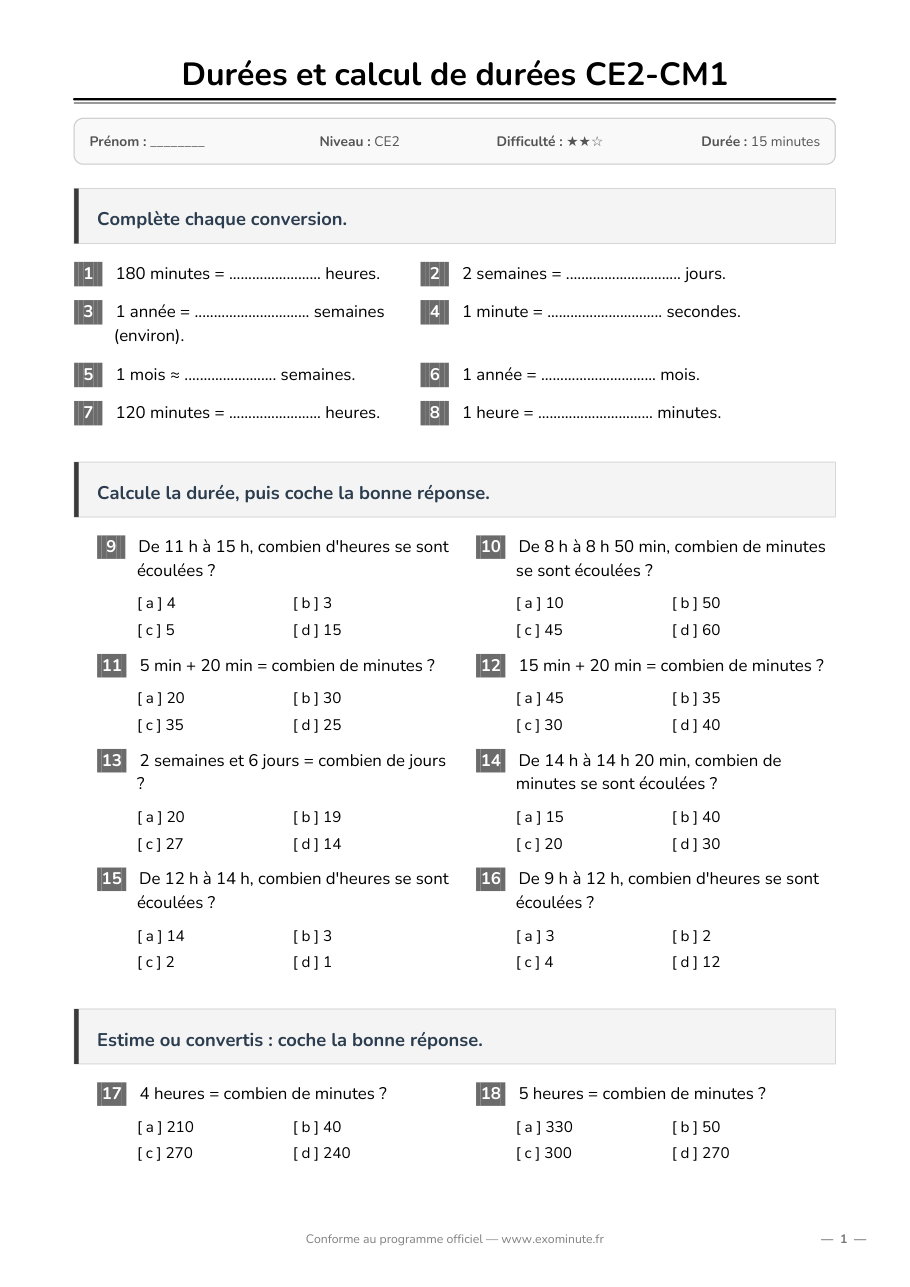 Aperçu de la fiche CE2