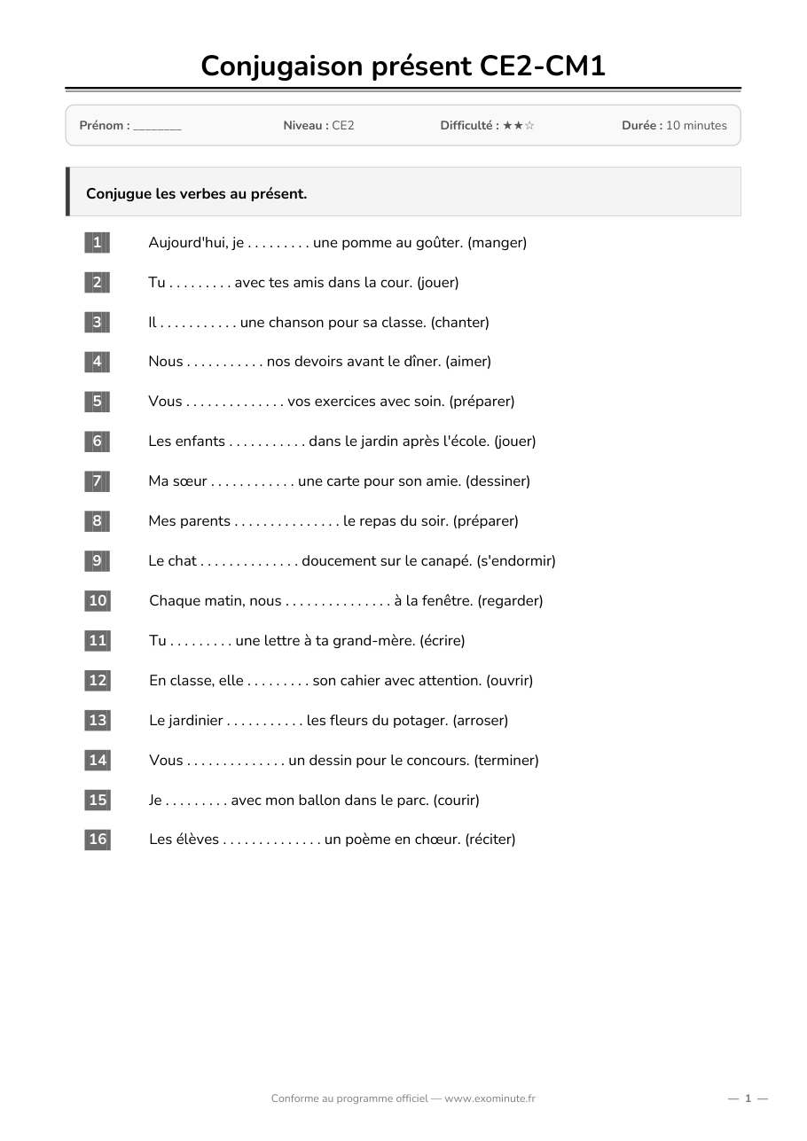 Aperçu de la fiche CE2