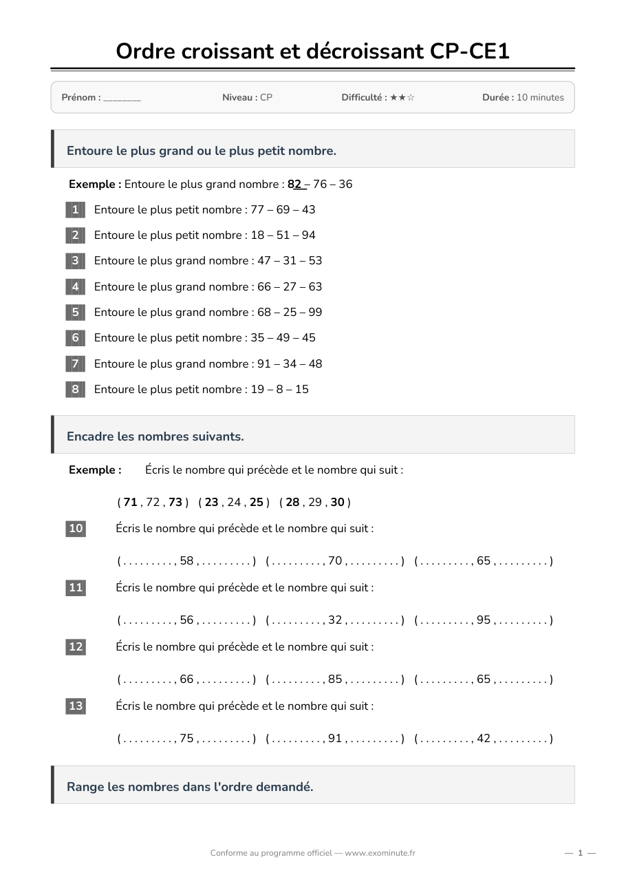 Aperçu de la fiche CP